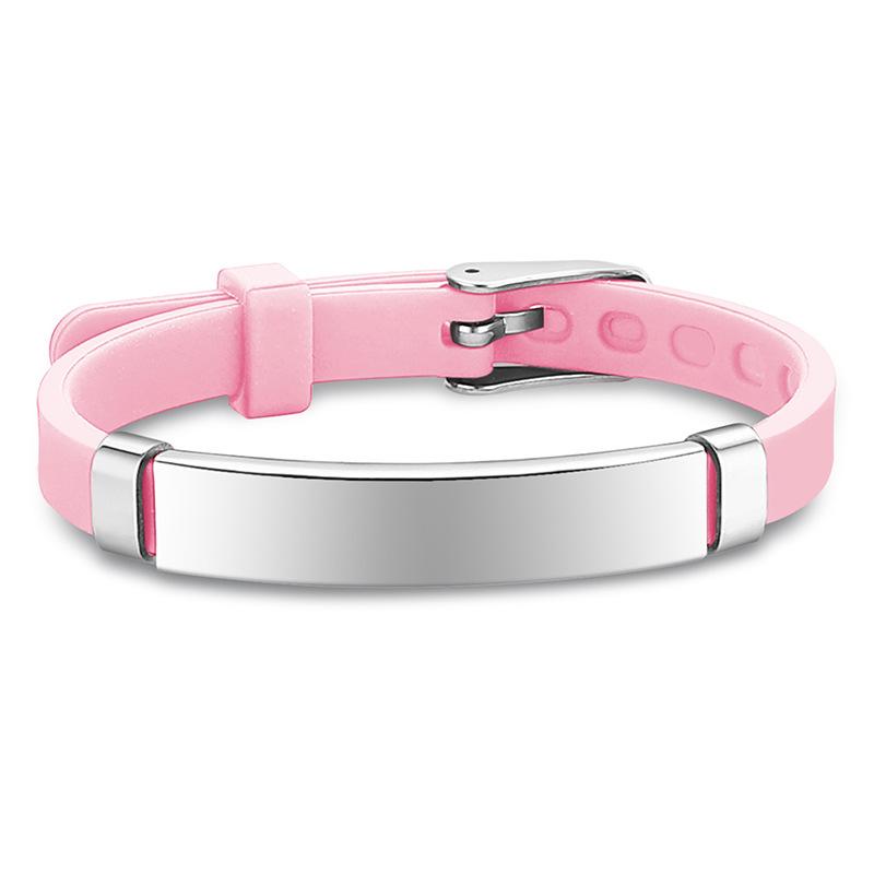 

Персоналізований ID Браслет Дитячий Дитячий Регульований М який Силіконовий Кулон з Нержавіючої Сталі Екстрений Ім я Телефон Спеціальні Браслети 14-20cm adjustable рожевий