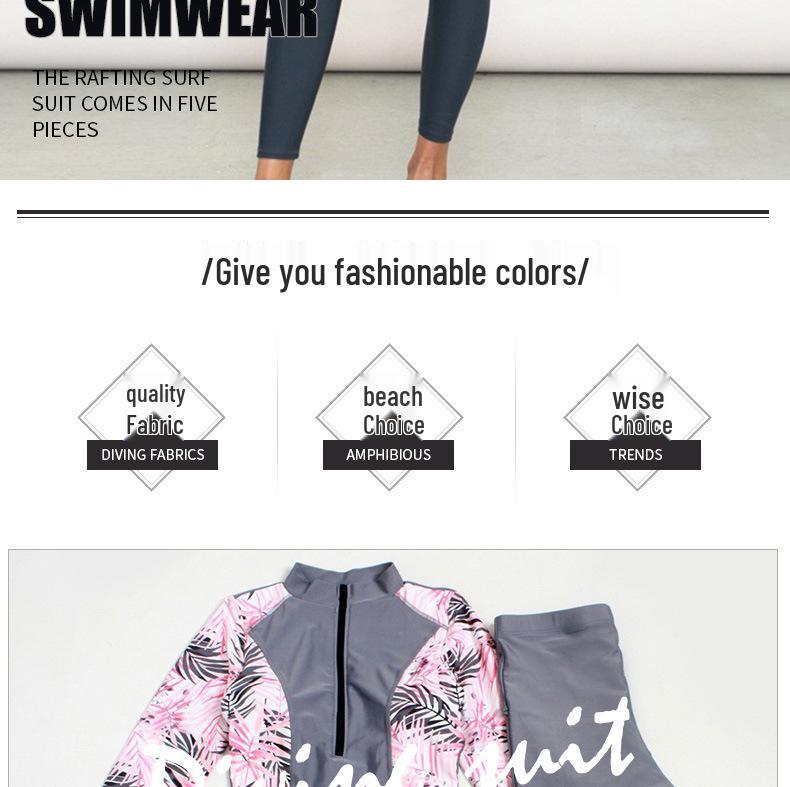 Übergröße Muslimische Damen Sonnenschutz Dreiteiliges Badeanzug-Set mit Langen Ärmeln und Hose