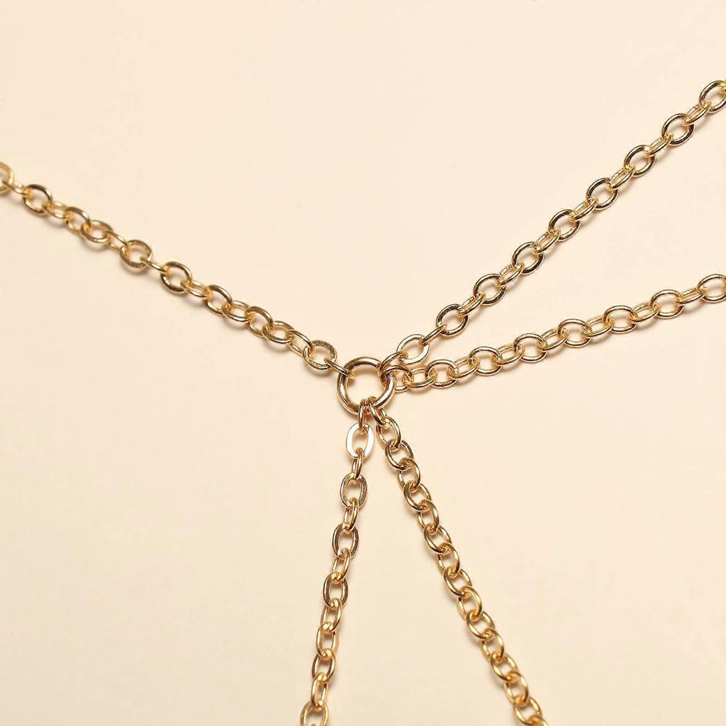 Boho Gold Layered Body Chain Waist Belly Harness Chain Bikini Chains Beach Body Jewelry for Women and Girls