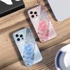Gradient Crystal Rose For iPhone 16 E 15 14 13 Plus 12 mini 11 Pro Max XR Xs Max 16E X 7 8 6 6S 2022 Tempered Glass Phone Case