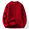 Men Trendy Knitted Sweater Men Casual Round Neck Pullover Male Knitted Solid Color Sweater Winter Fashion Mens Kntwear Outwear