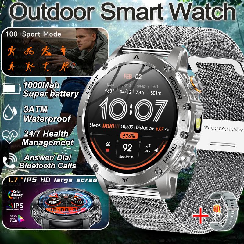 New top outdoor sport Smart Watch 1.7 inches IP68 Waterproof HD Bluetooth call Heart rate Smart Watch 1000Mah Battery Men