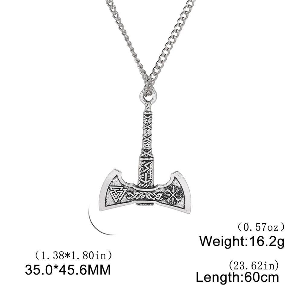 Viking Axe Necklace for Men Norse Runes Compass Pendant Vintage Amulet Jewelry Male Boy Gifts