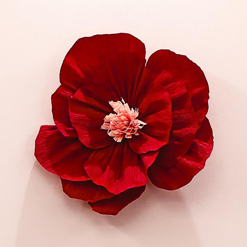 Wedding Room Crepe Paper Flower Decoration - Artificial Floral Arrangement for Bedroom Wall & Bedside, Engagement & Wedding Supplies