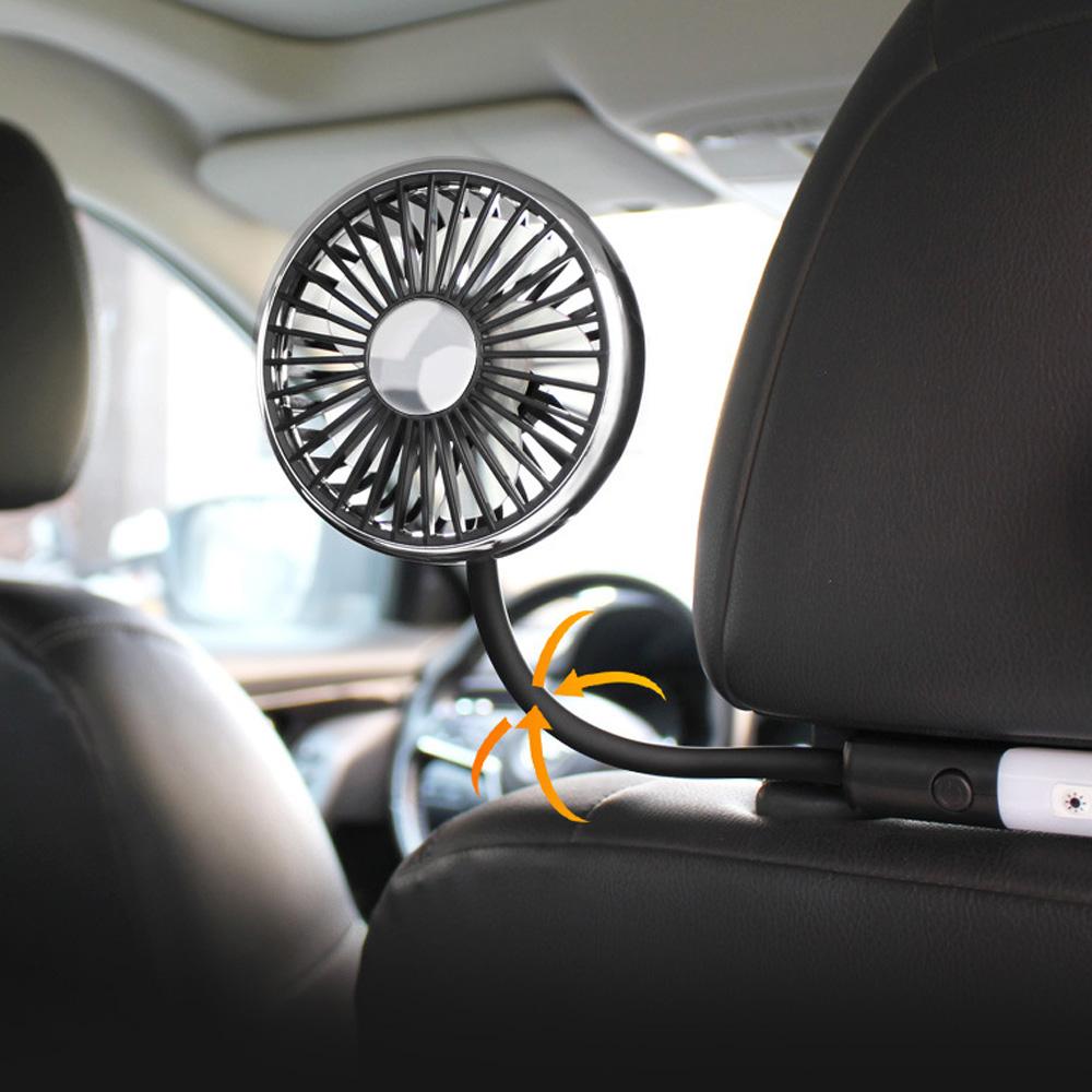 USB Car Fan Dual Head Cooling Air Fan Independent Switch 3 Speeds Adjustable Auto Headrest Cooler Fan For Rear Seat