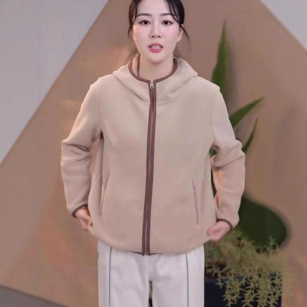 Women's Plus Size Sherpa Hooded Cardigan - Autumn 2025 Long Sleeve Warm Sweatshirt Top