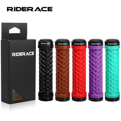 Bicycle Grips Ergonomic Rubber Soft Anti Slip Shock Absorption Mountain Bike Handlebar Grips Aluminium Alloy Bilateral Lock Ring