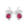 Niche Design Sense, Small Acorn Stud'S New Gemstone, Red Corundum Emerald Stud For Girlfriend