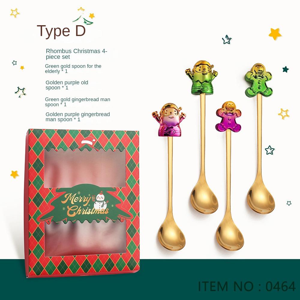 HANYANG Tableware Stainless Steel Small Spoon Golden Dessert Spoon Fruit Fork