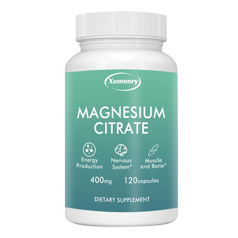 Magnesiumcitrat 400 mg, 120 Kapseln — Gentechnikfreie und glutenfreie Formel