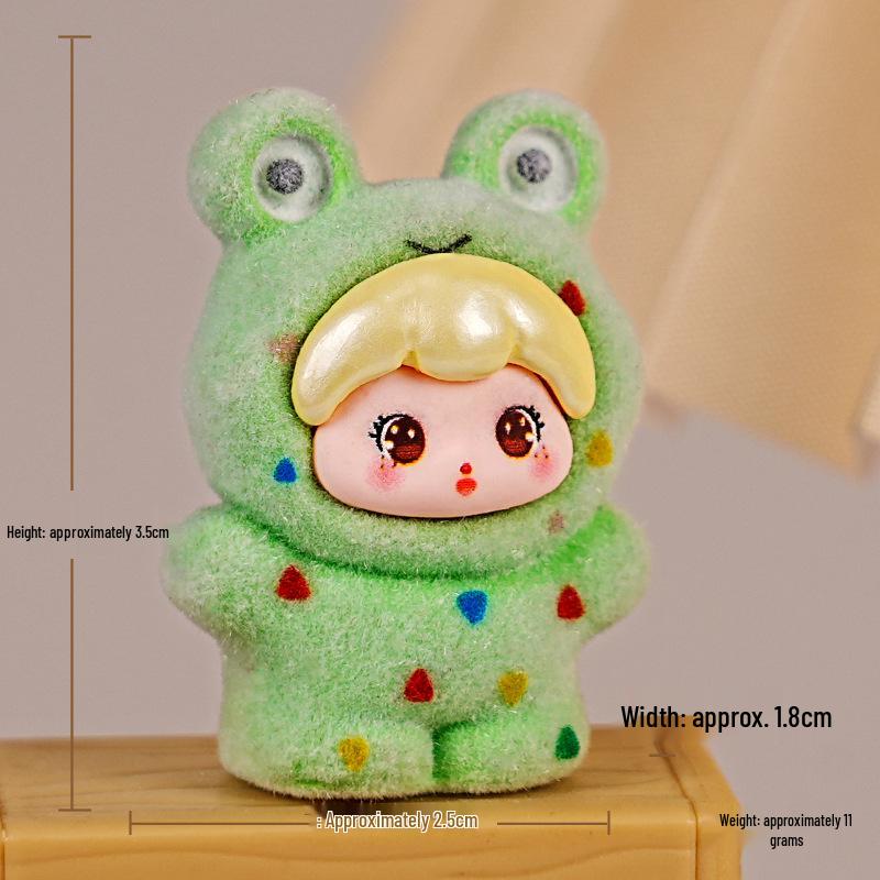 New 3D Flocking DIY Blind Box with Cute Resin Doll Ornaments