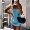 2025 Spring/Summer Sexy Spaghetti Strap Drawstring Mid-Waist Bodycon Backless Dress for Women