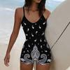 Summer Beach Pool Wear Colored Drawing Printed One Piece Boy Short Swimsuit Women Athletic Slim Fit Bathing Suit