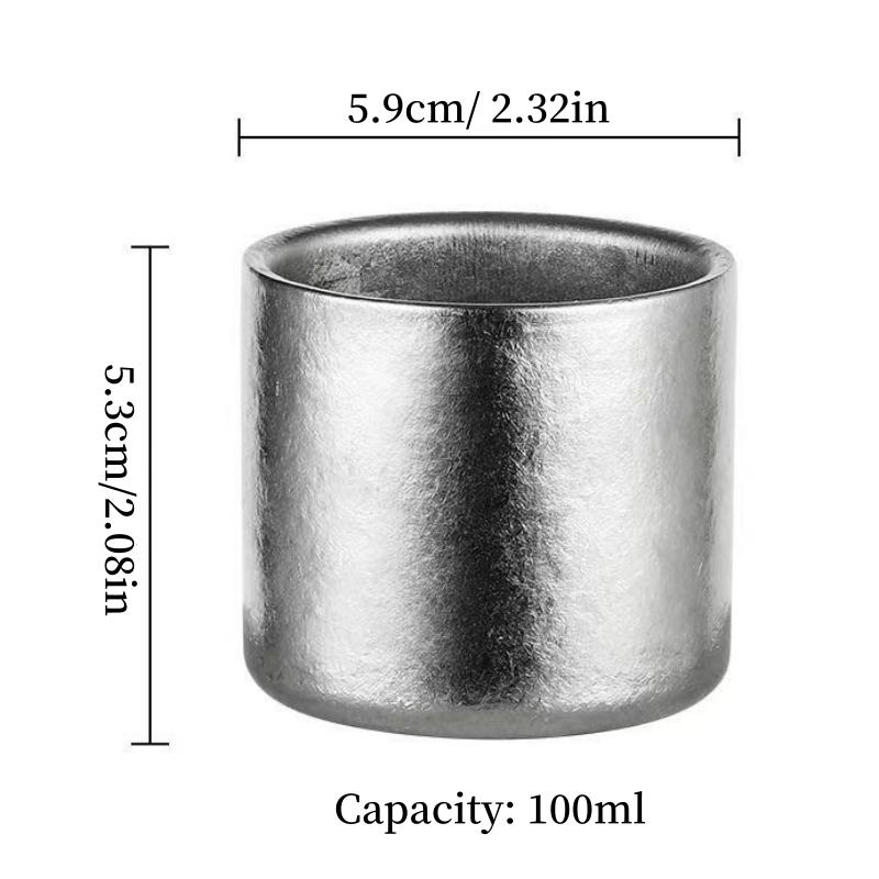 

Pure Titanium Double-Wall Mini Coffee Mug,Outdoor Water Cups Silver-Gray Drinking Office Tea Mug 100 ml Luxury-Feel Coffee Cup 100ml