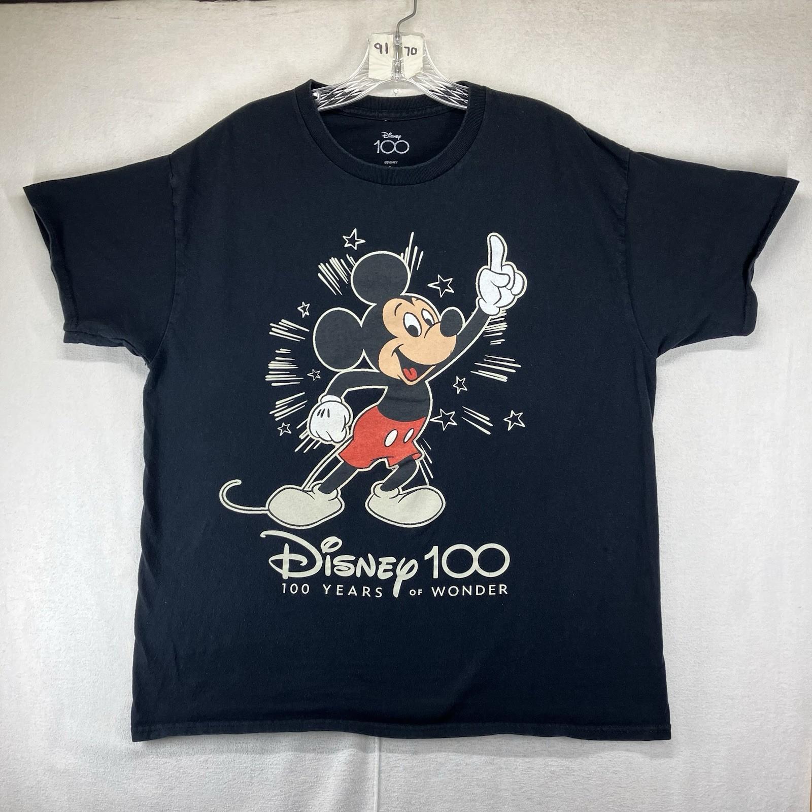 Mens Mickey Mouse T Shirt Large Disney 100 Years Of Wonder Happy Face All Cotton Unisex T-Shirt XL