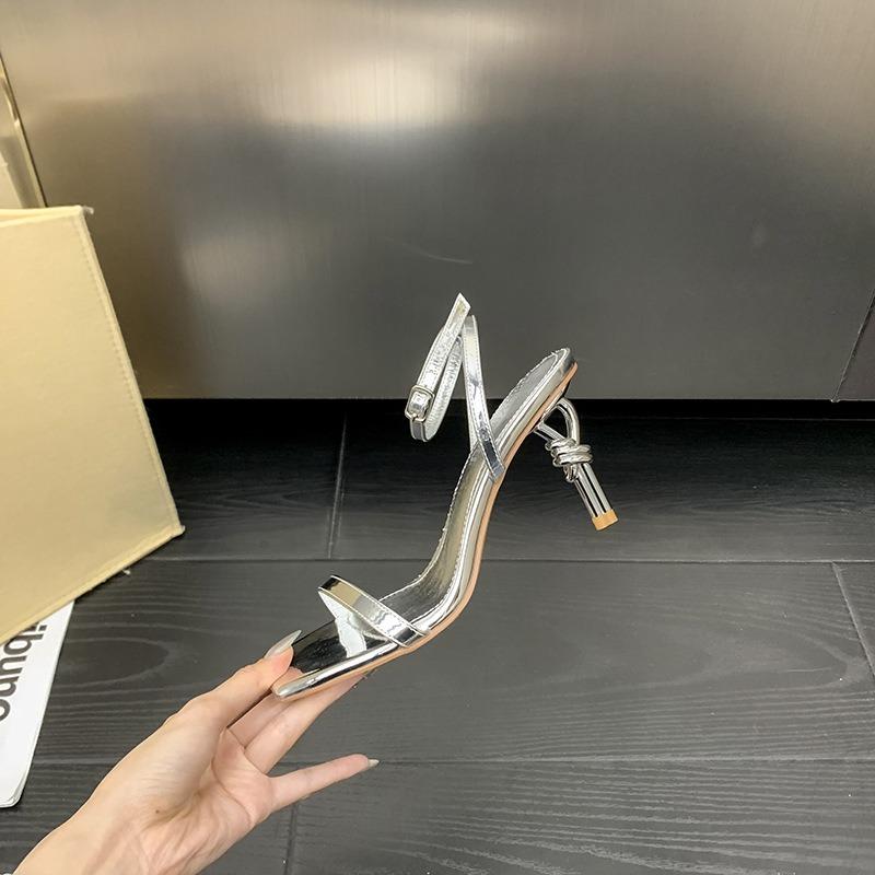 Huizhou new spring and summer fashion fine heel temperament versatile silver word with high heel sandals women