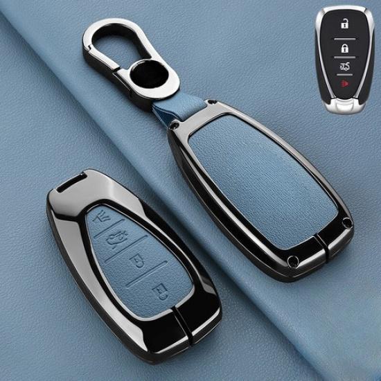 Leather Zinc Alloy Car Key Fob Case Cover For Chevy Malibu Camaro Cruze Traverse