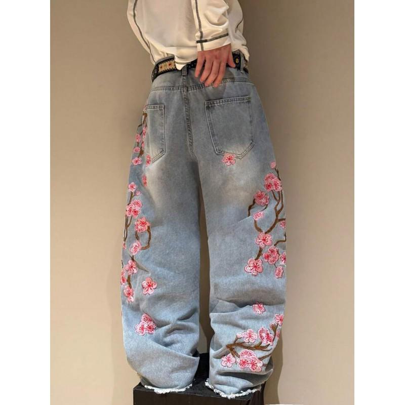 Streetwear Gothic Style Embroidered Cherry Blossom