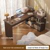 Compact Corner Computer Desk with Integrated Bookshelf & Vanity for Bedroom or Home Office