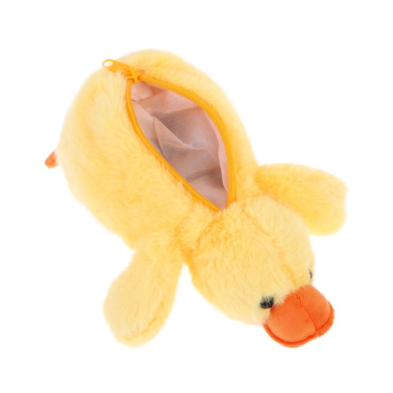 Cute Yellow Duck Plush Pencil Case Soft Stuffed Animal Pen Bag Multifunctional Pencil Case For Kids Students Stationery Gifts