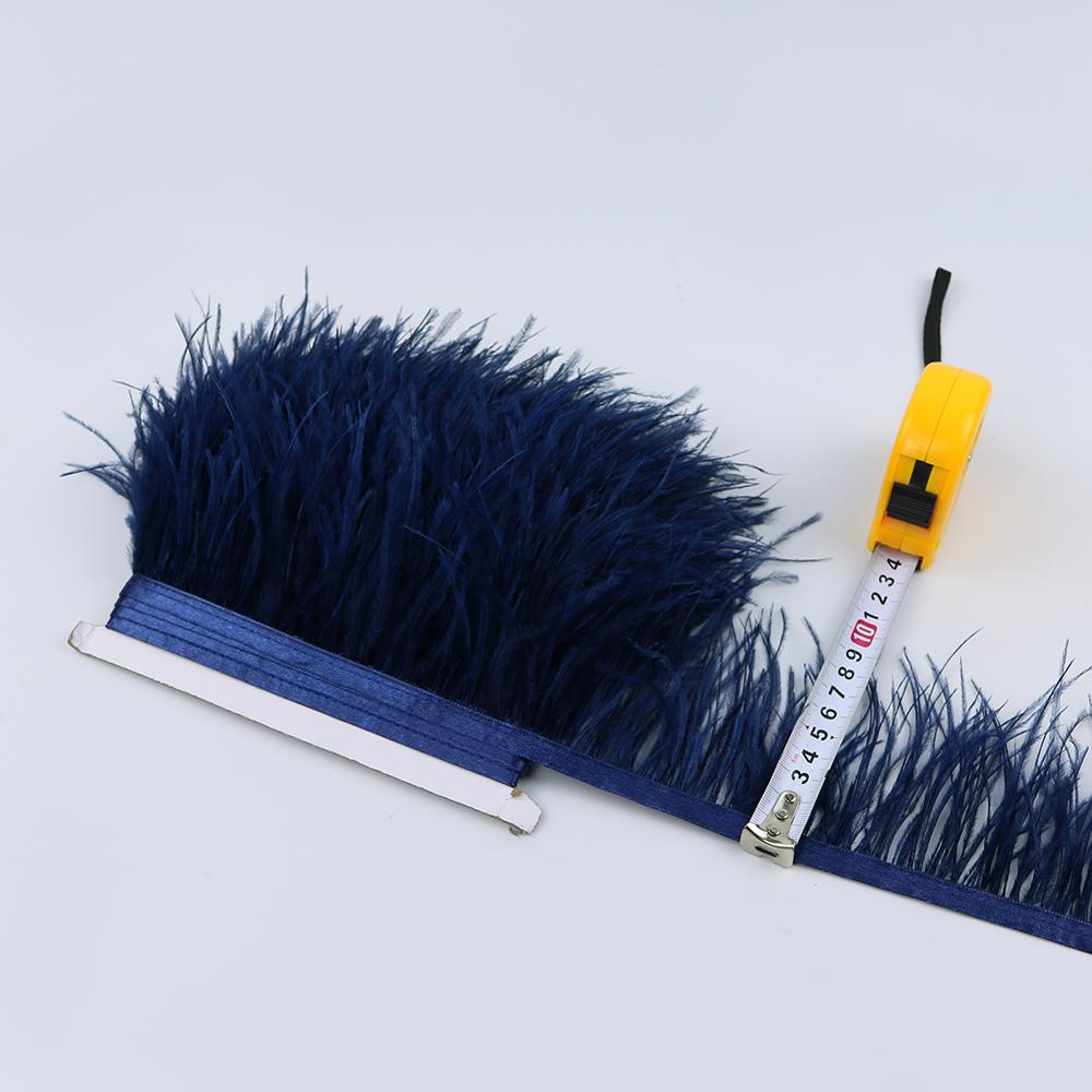 Feather1Meter 8-10cm Ostrich Feather Trim Fringe Ribbon Lake Blue for Dress Clothes Sleeve Decoration Sewing Plumes Fabric Fashion