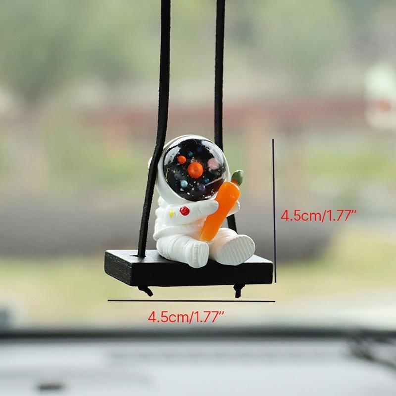 Swing Astronaut Shaped Car Pendant Cartoon Car Rear View Mirrors Hanging Ornaments Resin Interior Decoration