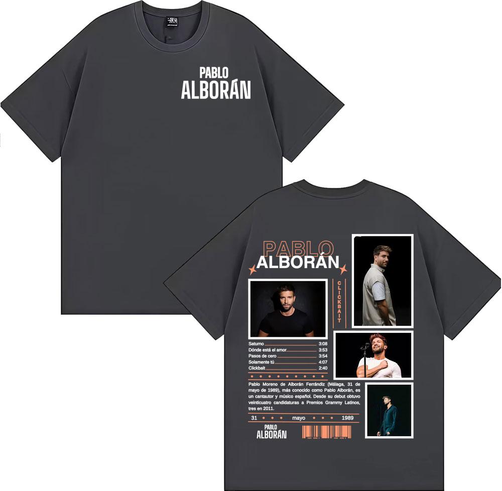 Singer Pablo Alboran Clickbait Album Cover Tshirts Unisexs Clothing Harajuku Hip Hop Street T Shirt Casual Comfort Loose Tshirt