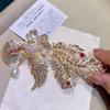 Retro National Style High-End Phoenix White Natural Freshwater Pearl Brooch Guochao Copper Plated Micro-Inlaid Zircon Brooch