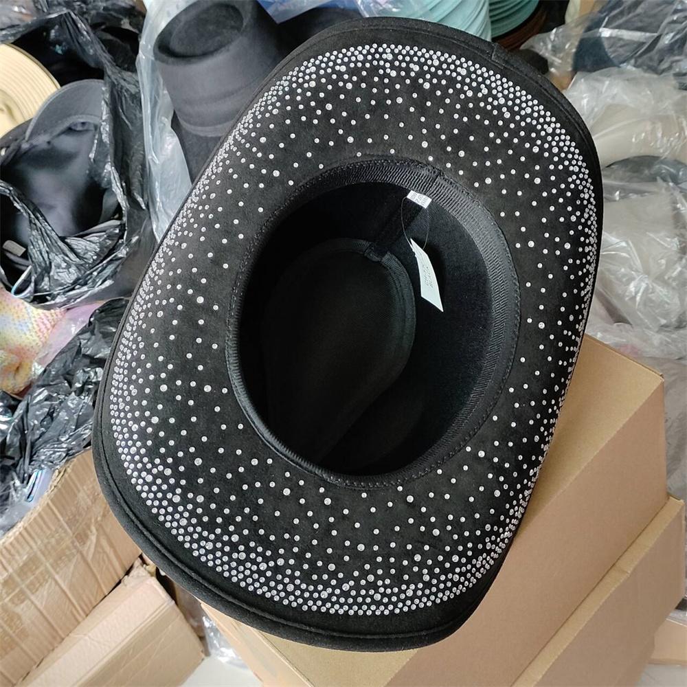 New Double-Sided Rhinestone Cowboy Hat Black And White Jazz Hat Western Cowboy Hat Fashion Party Stage Hat