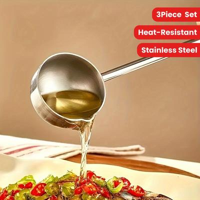 2-teiliges Suppenkellen-Set aus Edelstahl - Langer Griff, Hitzebeständige Küchenlöffel zum Kochen & Servieren