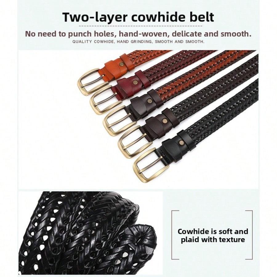 Youth Vintage Handwoven Belt Men's and Women's Leather Pin Buckle Belt Men's Belt
