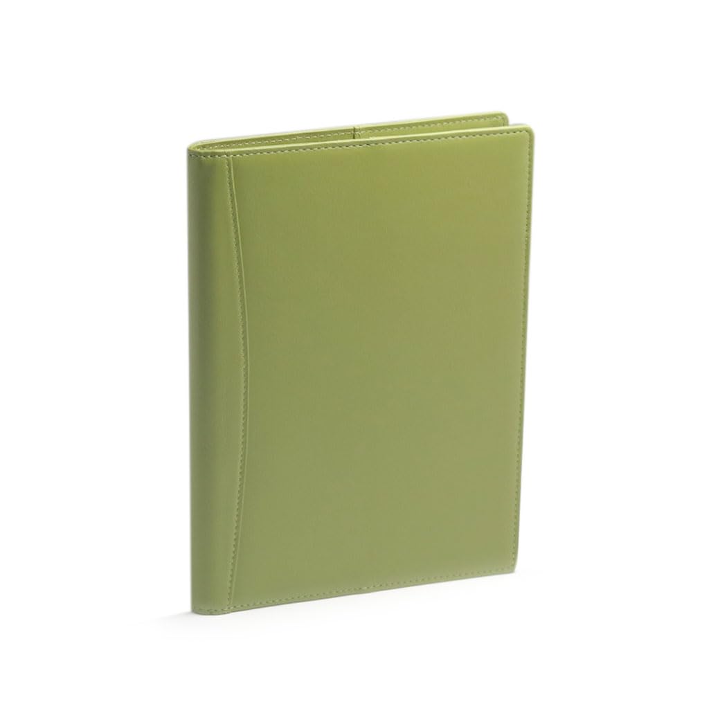 

HAKATA NO MORI LEATHER A5 Slim Leather Notebook Fits 2 Pen Card and Pockets Cover, Books, Holder, Bookmark, Slots, (Olive) оливковый