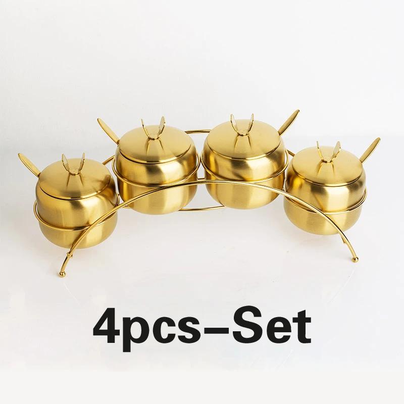 Stainless Steel Seasoning Box Salt Pot Suit Seasoning Bottle Ingredient Box Nordic Style Household Sugar Cup Seasoning Pot