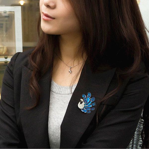 Sapphire Blue Enamel Peacock Lapel Pin - Cute Drip Oil Brooch for Clothing Accessories