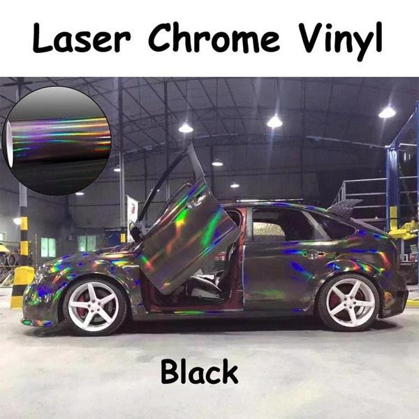 Buy Holographic Black Rainbow Neo Chrome Car Vinyl Wrap Air Bubble Free ...