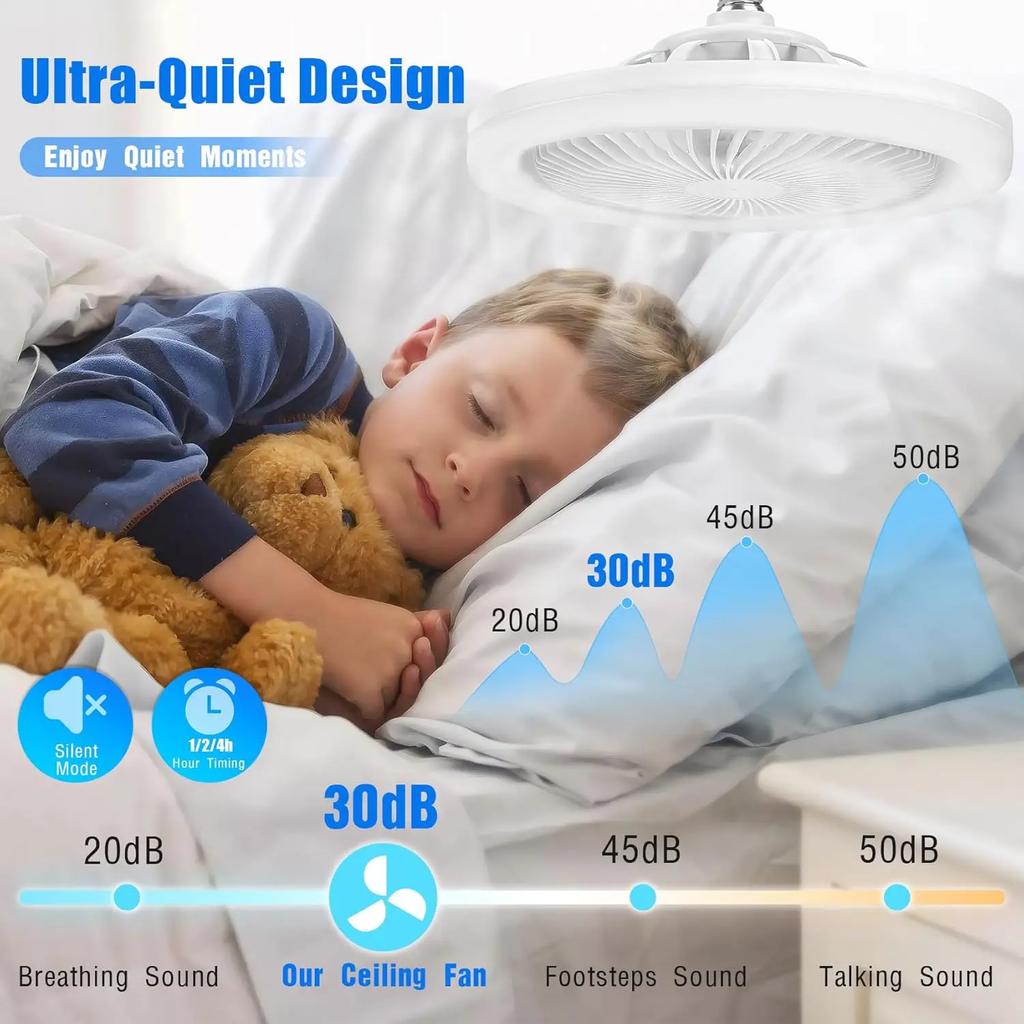 E27 LED Fan Light for Home Living Room Three Color Ceiling Fan Light Remote Control Dimming and Switching To Bedroom Fan Light