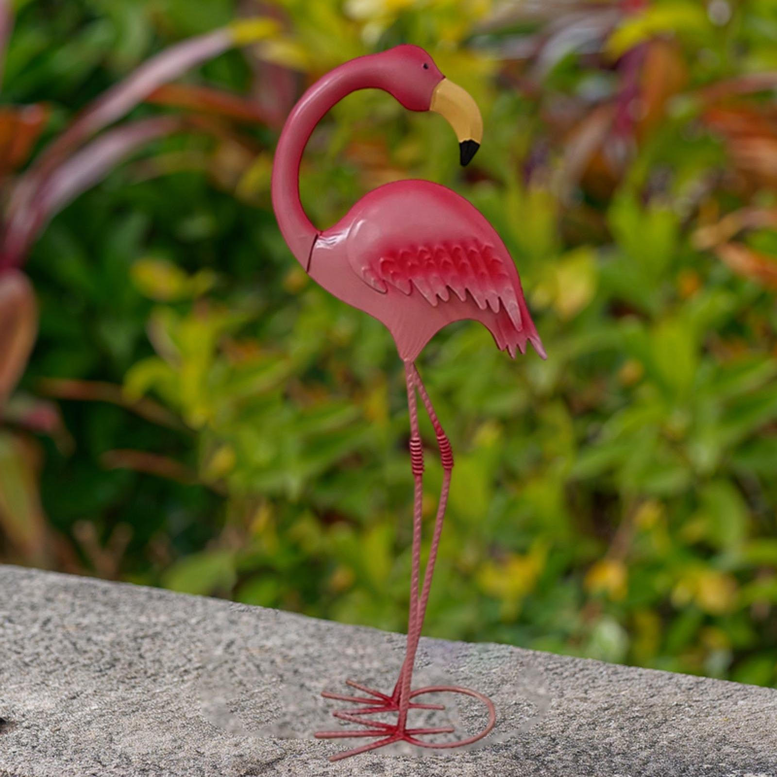 

Garden Statue Animal Figurine Flamingo Sculpture Gift Landscape Ornament Metal Yard Art for Patio Height 48 cm