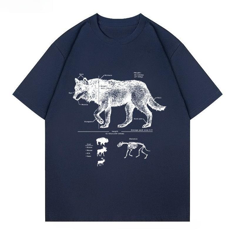 

Autumn and Winter Fashionable and Comfortable Cotton T-shirt Fierce Wolf Pattern Printing Men and Women Plus Size Couple T-shirt 4XL