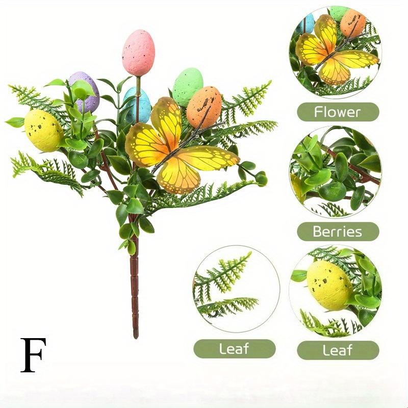 1Pc Simulation Christmas Egg Bouquet Rose Leaf Decorative Green Plant, Black Eucalyptus Fake Flowers