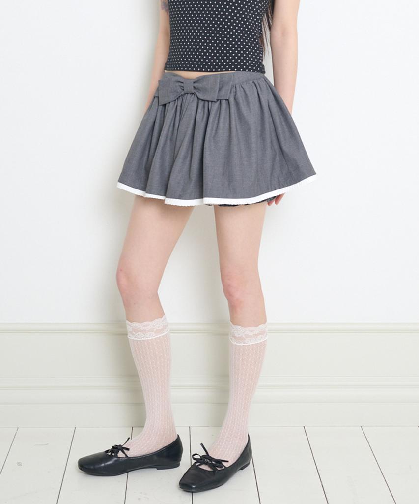 Iligo Bow Pumpkin Skirt Pants Charcoal