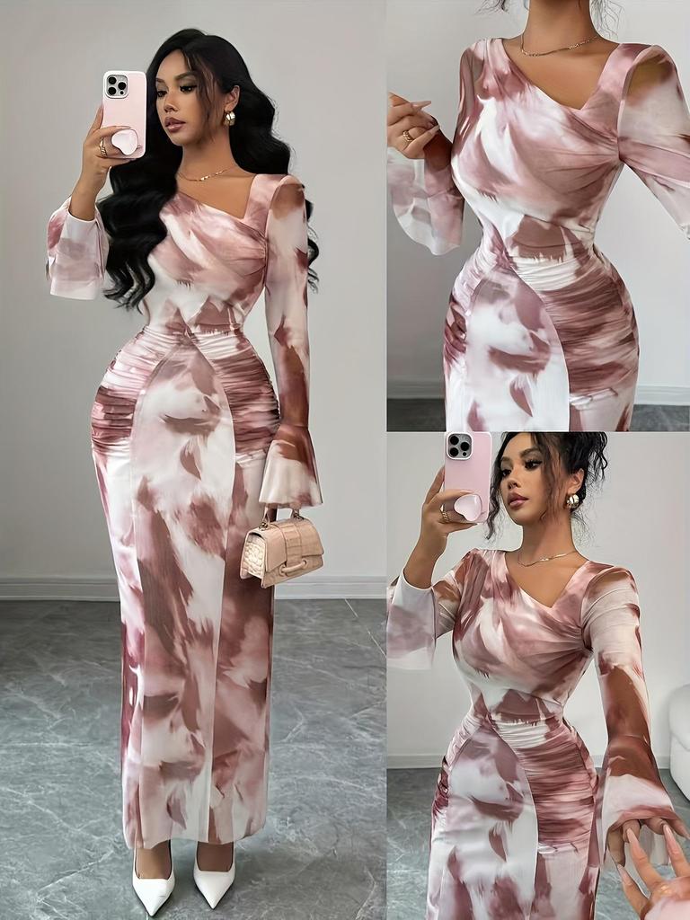 2025 Elegant Tie-Dye Mesh Dress with Stylish Design