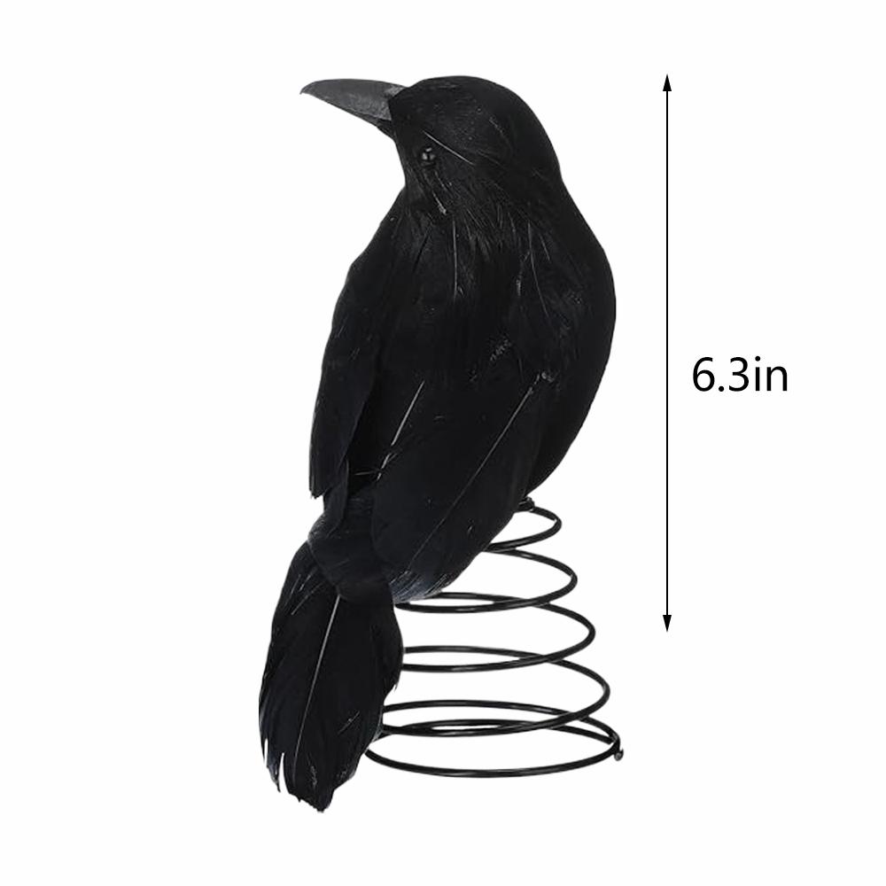 Tree Topper Spooky Halloween Crow Tree Topper with Scarf Pompom Ball Miniature Christmas Ornaments for Party Supplies Halloween