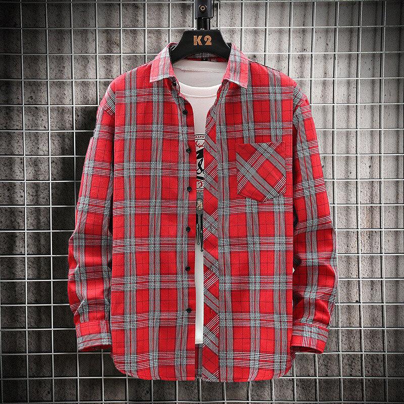 Four-season Plaid Shirt Loose Plaid Shirt American Retro Daily Versatile Shirt Jacket