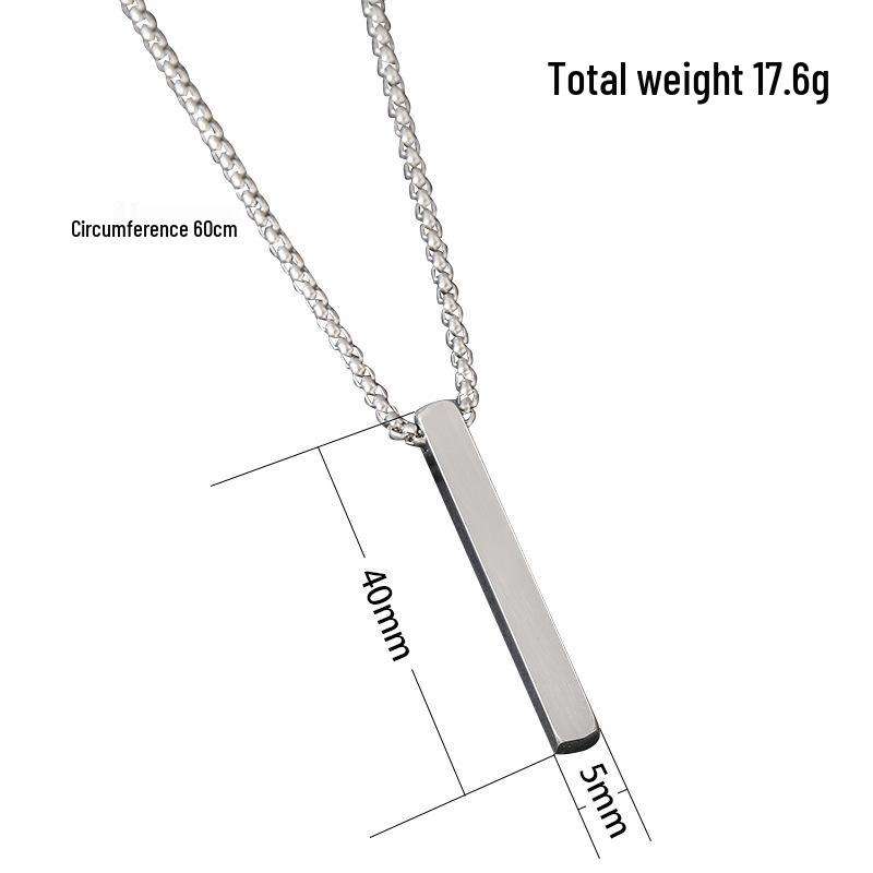 Engraved Stainless Steel Cubic Pillar Necklace – Festival Gift with Laser Color Printing