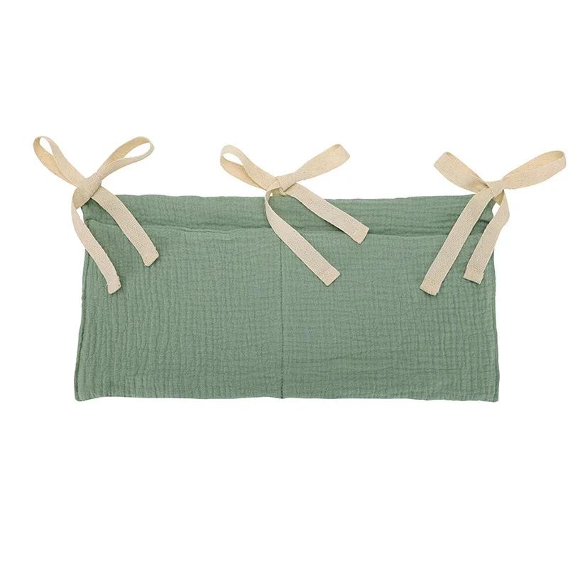 Baby Crib Storage Bag Cotton Double Pouch Newborn Bed Headboard Organizer for Kids Baby Bedding Diaper Toys Bag