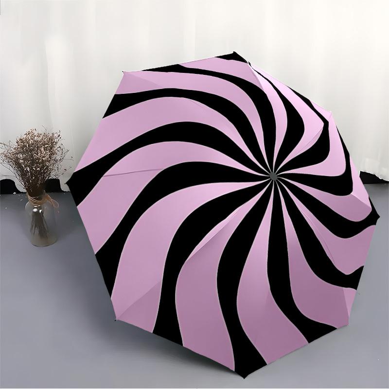 1pc Swirl Pattern Automatic Folding Umbrella Portable Collapsible 8-Rib Umbrella for All Seasons, Casual Outdoor Accessory, Perfect