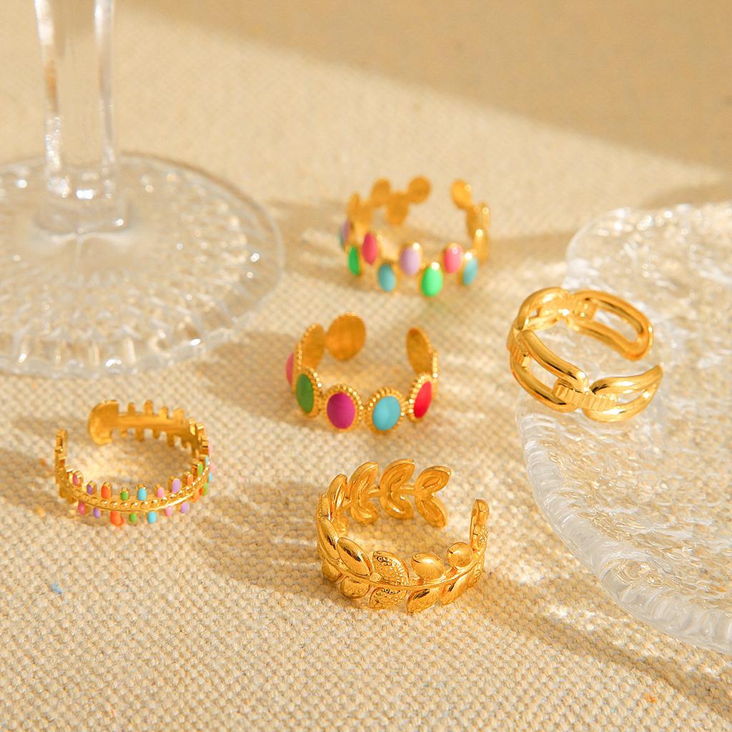 Trendy style titanium steel jewelry, 18K gold stainless steel open ring, oil drop ring, non-fading hand jewelry