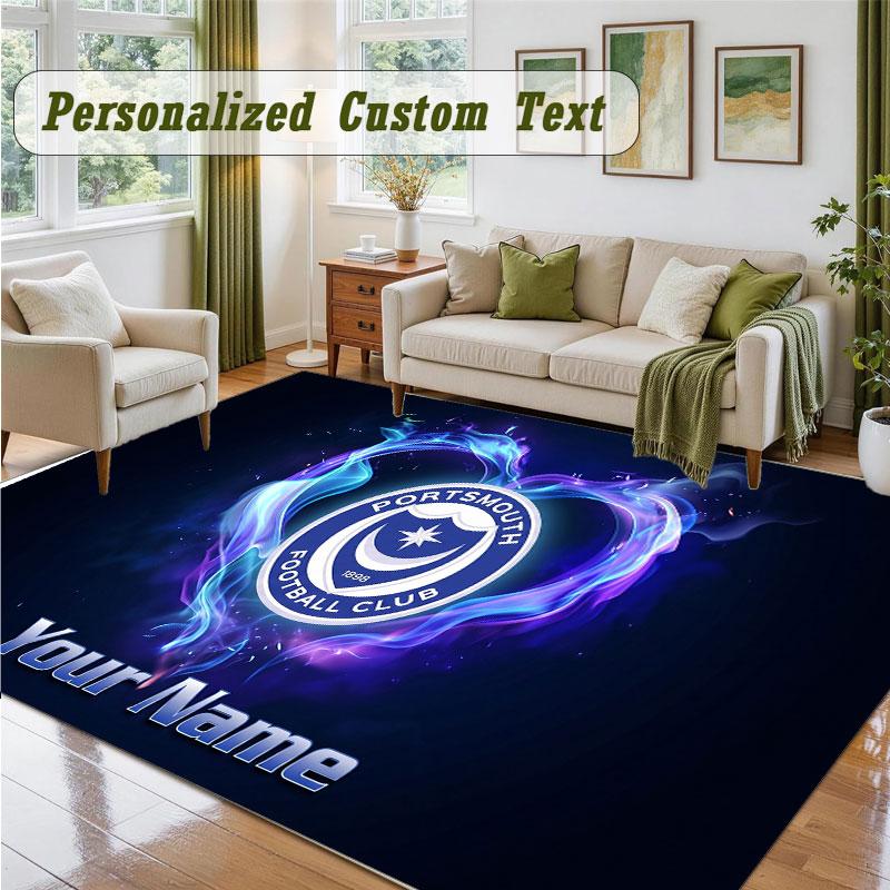 Crystal Velvet Square Rug Custom NamePortsmouth FC Pattern Non Slip Home Floor Decor Rug