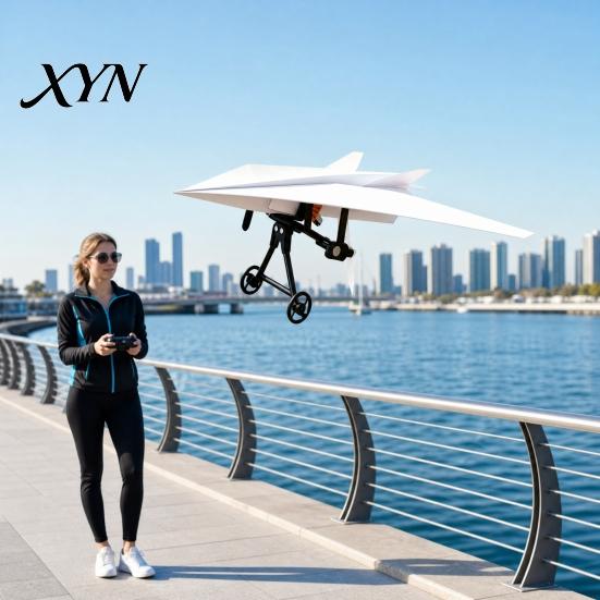 DIY Paper Plane Set RC Airplane Kit, Remote Control Electric Module with Gyro Aircraft Launcher Component Stabilizer, Dual Propellers, for Beginner