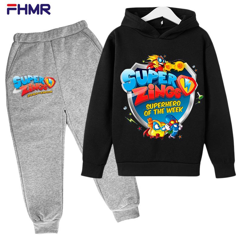 Super zings 4-14G Kids Boys Kapuci+bikses komplekti Jauni rudens zīdaiņu topi Apģērbi Maziem bērniem Ikdienas sporta krekls Uzvalks Bērnu Apģērbs
